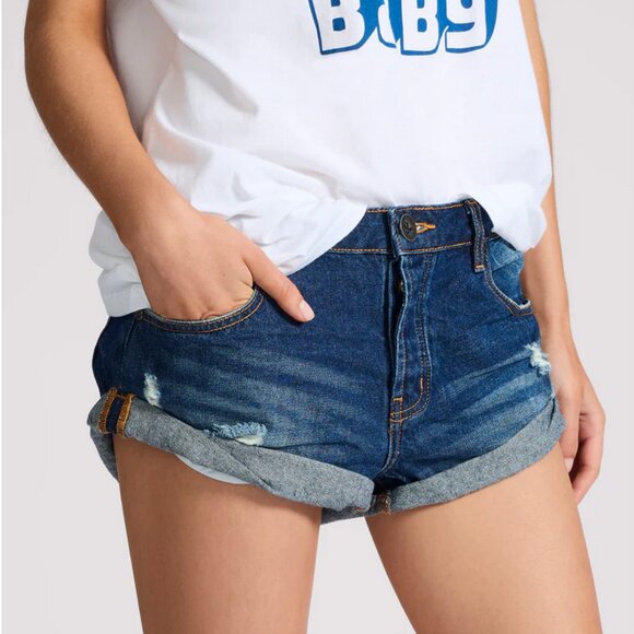 Bandits Low Waist Denim Shorts - Blue Moon - Picture 4 of 7